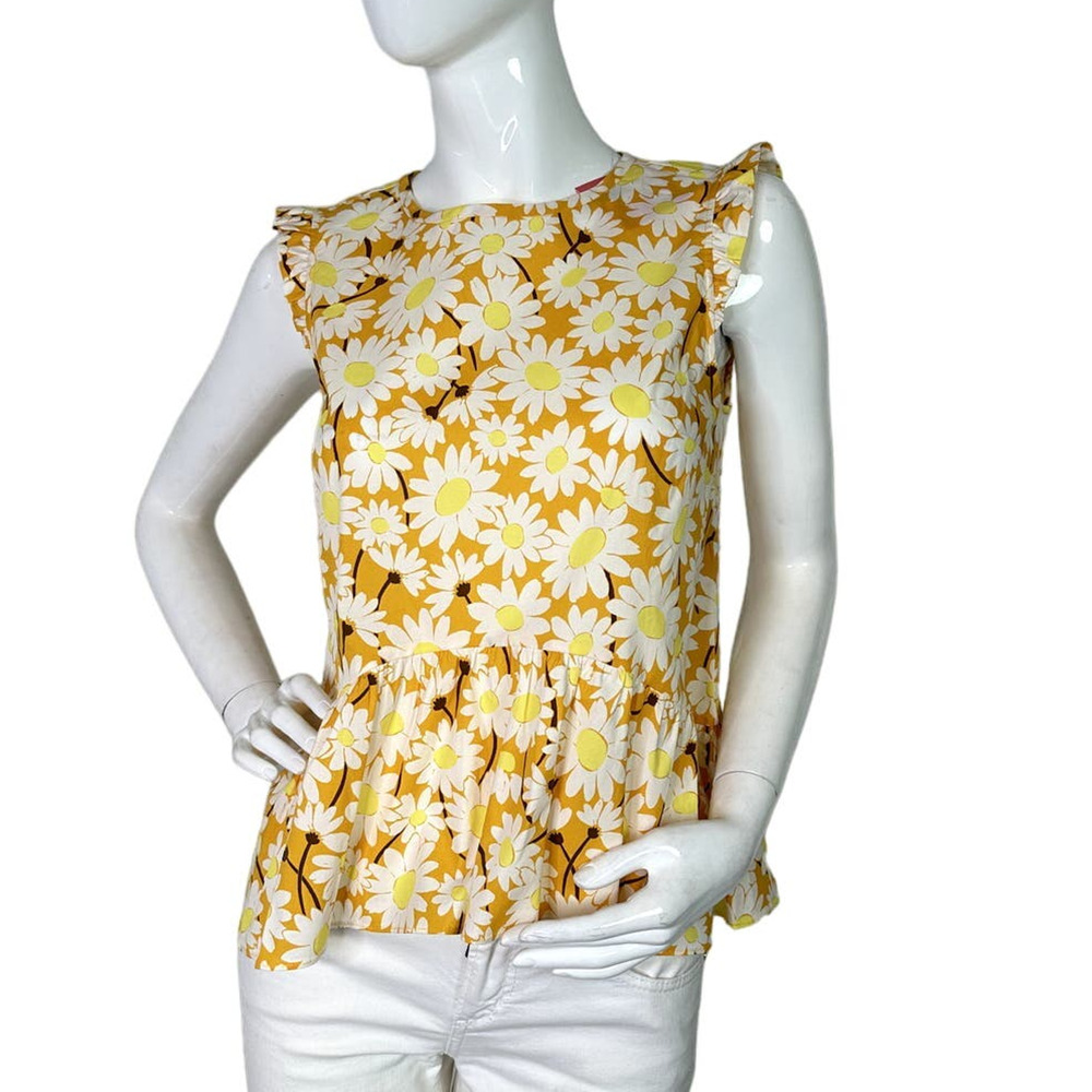 Kate Spade Kate Daisy Flounce Top size 4 Golden Rod